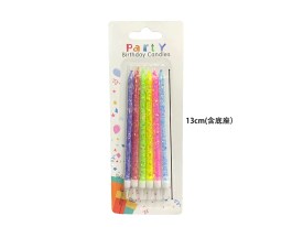 Set 6 velitas cunmpleaños largas con glitter 